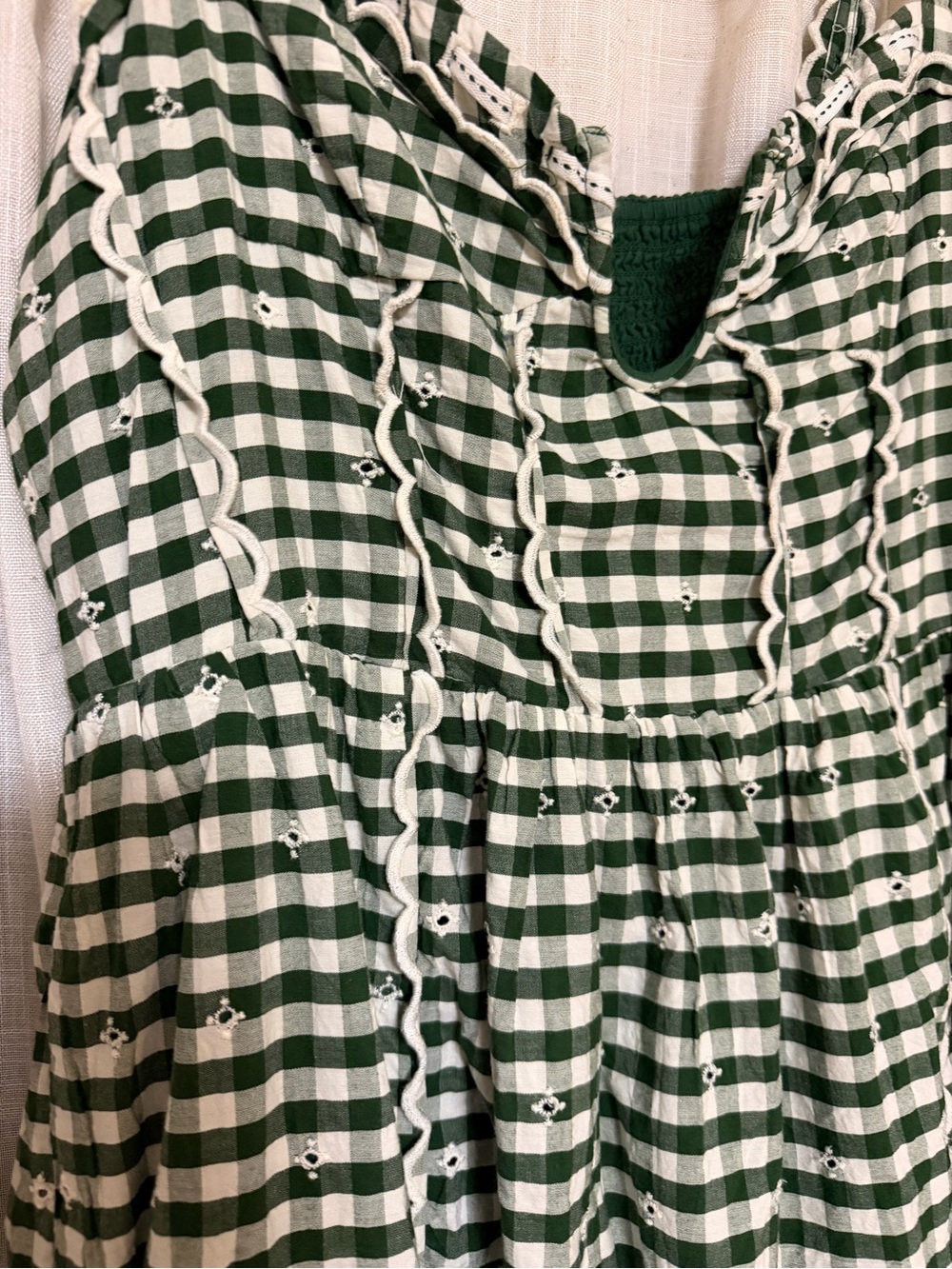 Maeve Green and White Gingham Maxi Dress - Picture 2 of 7